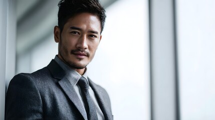 Confident Asian businessman in a professional corporate office setting