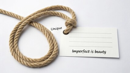 Rope with attached tag showing unique imperfections