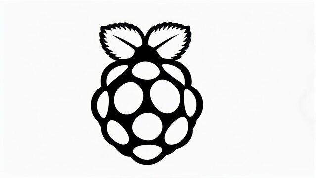 Raspberry Pi Logo Black and White Icon.