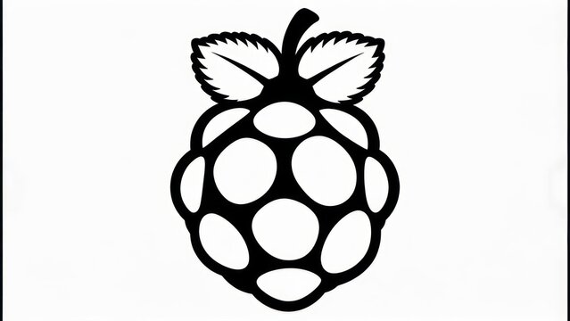 Raspberry Pi Logo - A Simple Black and White Illustration.