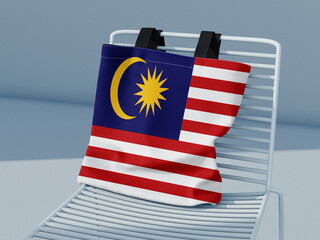 The bag on the chair with the flag of Malaysia 3D Rendering