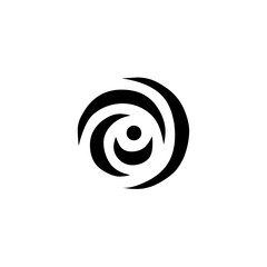 An abstract, circular logo representing rotation, sound, or wind. It uses multiple concentric, swirling curved lines around a central point, conveying dynamic energy and focus.