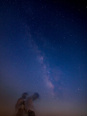 Obraz premium Mazagón, Huelva, Spain - August 12, 2025. Milky Way and Perseid Meteor Shower over Mazagón