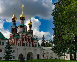 Patronage of Our Lady church above the south gate of Novodevishy monastery in Moscow Russia. Years of construction 1625 - 1677