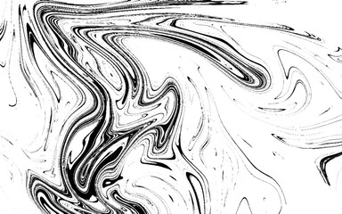 Fluid painting seamless pattern design. Black fluid lines on white background marble geode. Dye flow style. Vector illustration. Creative background with blots.