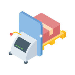 Parcel scanned on machine before shipment processing