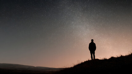 Man gazing at the starry night sky