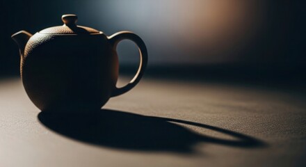 Textured Teapot with Dramatic Lighting and Long Shadow