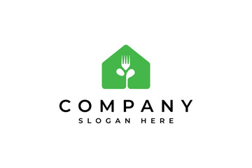 restaurant logo with a fork icon in flat design style