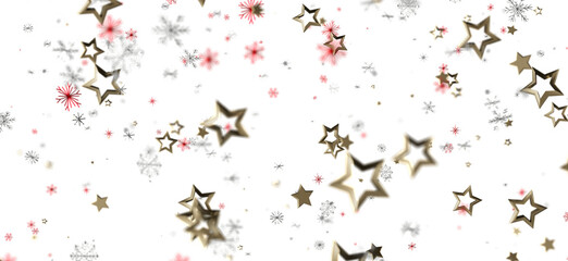 Festive background design featuring gold stars and snowflakes, suitable for Christmas, holidays, or celebrations. Abstract, elegant, and versati