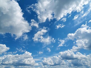 Clear Blue Sky with Fluffy White Clouds
