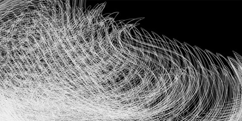 Abstract circle lines wave white  on black background. Vector in concept technology,  modern.
