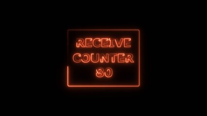 Receive counter 80 number neon bright rectangle frame red color 4k illustration. Contract office Tecnology background 4k illustration.