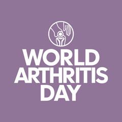 Vector art of world arthritis day text and logo with a symbolic representation of joint care and support