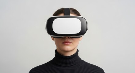 Asian young female immersed in vr experience with virtual reality headset