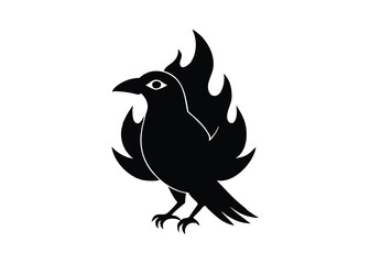haunted crow flame silhouette vector icon