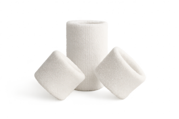 White Terrycloth Wristbands and Headband Isolated on Transparent Background
