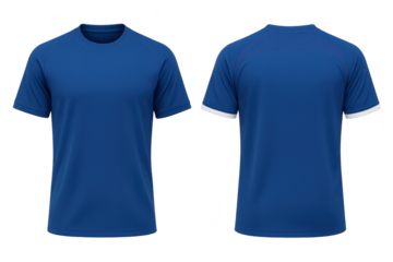 Blue t-shirt, front and back view, isolated on transparent background image