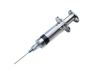 Closeup of a syringe with needle isolated on transparent background