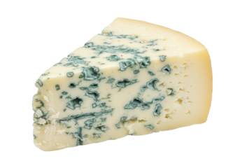 Wedge of blue cheese isolated on transparent background, gourmet dairy product PNG