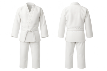 White judogi martial arts uniform isolated on transparent background style
