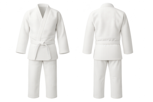 White judogi martial arts uniform isolated on transparent background style