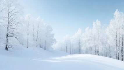 Obraz premium Winter Wonderland Forest Path Covered in Snow and Frost.