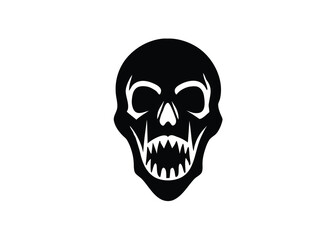 haunted jaw skull silhouette vector icon