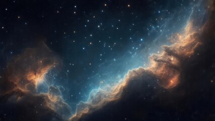 Fototapeta premium Cosmic nebula with swirling clouds of gas and dust, scattered stars