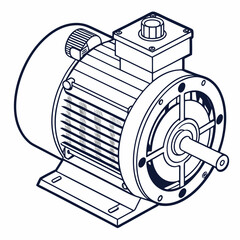 Illustration of an electric motor, , showcasing its design, components, and functionality for converting electrical energy into mechanical energy