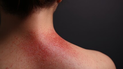 Guasha Chinese Therapy. Skin close-up showing texture and conditions on the back of a person.