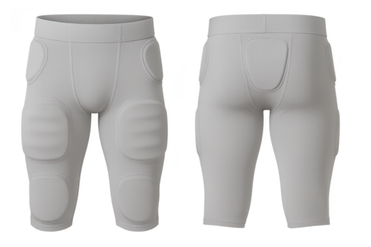 Gray padded compression pants isolated on transparent background, sportswear