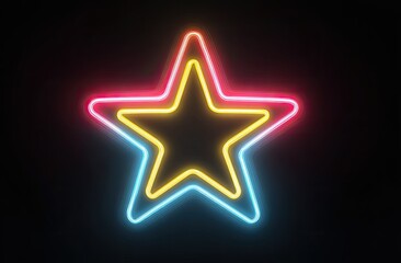 Obraz premium A brightly lit, multi-colored neon star shape against a stark black background