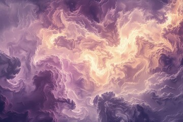 Obraz premium Oil-Paint Style Swirling Clouds – Muted Mauve and Cream with Dreamy Lighting