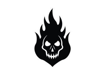 haunted mask flame skull silhouette vector icon