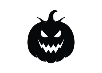 haunted pumpkin shadow silhouette vector icon