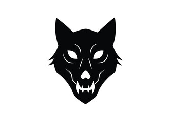 haunted wolf skull silhouette vector icon