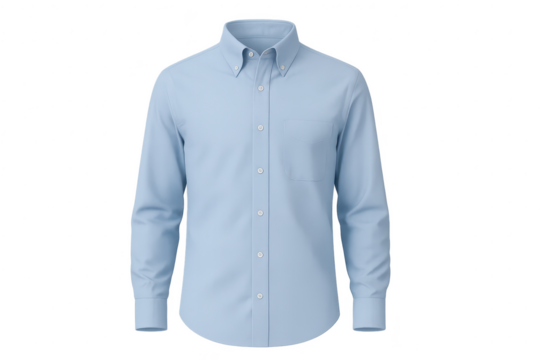 Light blue long sleeve button-down shirt isolated on transparent background