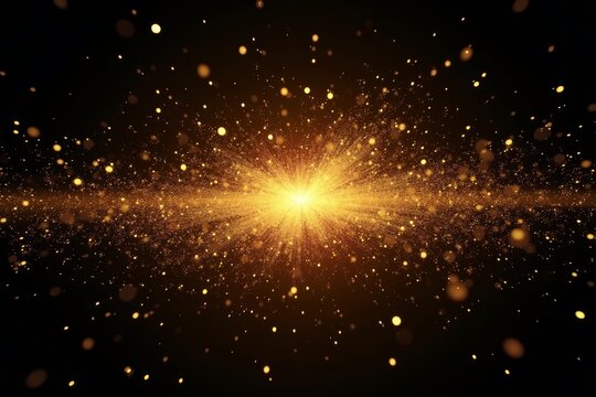 Golden Glitter Explosion: Mesmerizing 4k Gold Particles in Motion Background with Dramatic Shockwave Burst
