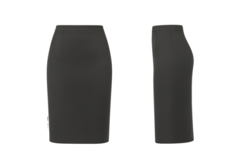 Classic dark grey women's pencil skirt isolated on transparent background