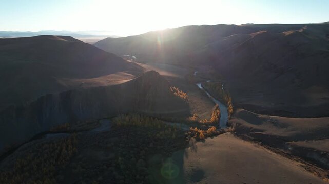 flight in Gorny Altai in autumn, Russia September