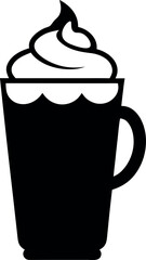 Silhouette Macchiato Cup with Swirled Cream and Scalloped Rim Vector Illustration