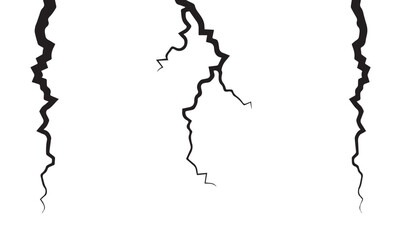 Surface cracked ground. Sketch crack texture. Split terrain after earthquake. Transparent background. Stock royalty free PNG. Vector illustration eps file.