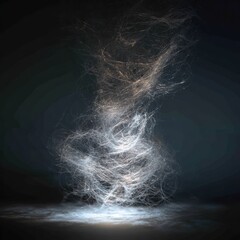 Glowing Digital Effect with Ethereal Light and Abstract Texture in Dark Background