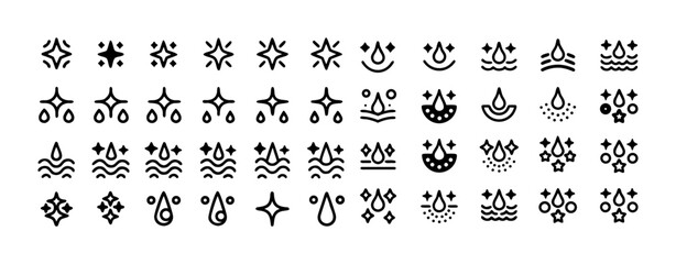 Collection of simple abstract tribal or ethnic decorative symbols in black and white