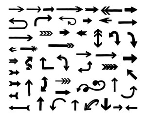 50+ Bold hand-drawn arrow set: marker-style directional pointers for design, annotation, infographics