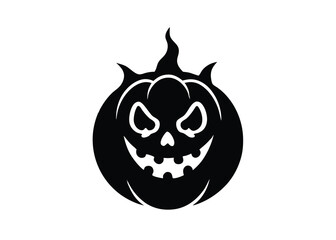 pumpkin scream flame skull silhouette vector icon