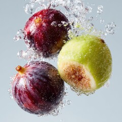 Figs in water, splashing