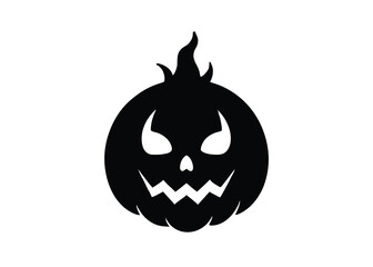 pumpkin shadow flame skull silhouette vector icon