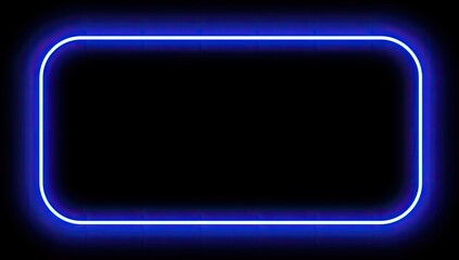 Fototapeta premium A glowing blue rectangular frame with rounded corners against a black background